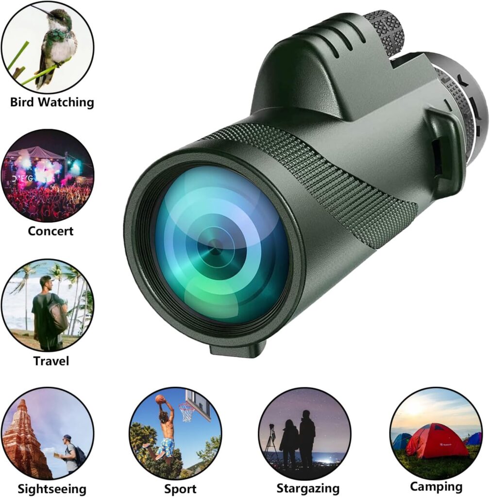 80x100 Monocular Telescope High Powered Monoculars for Adults Compact Monocular for Smartphone Adapter, Handheld Telescope with Tripod for Bird Watching Hunting Camping Travel