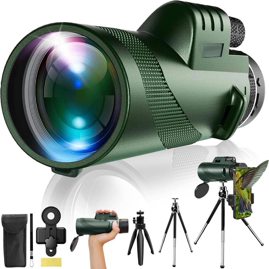 80x100 Monocular Telescope, Monoculars for Adults High Powered, Monocular Telescope for Smartphone, Monoculars for Adults Hunting Wildlife Bird Watching Travel Hiking Camping