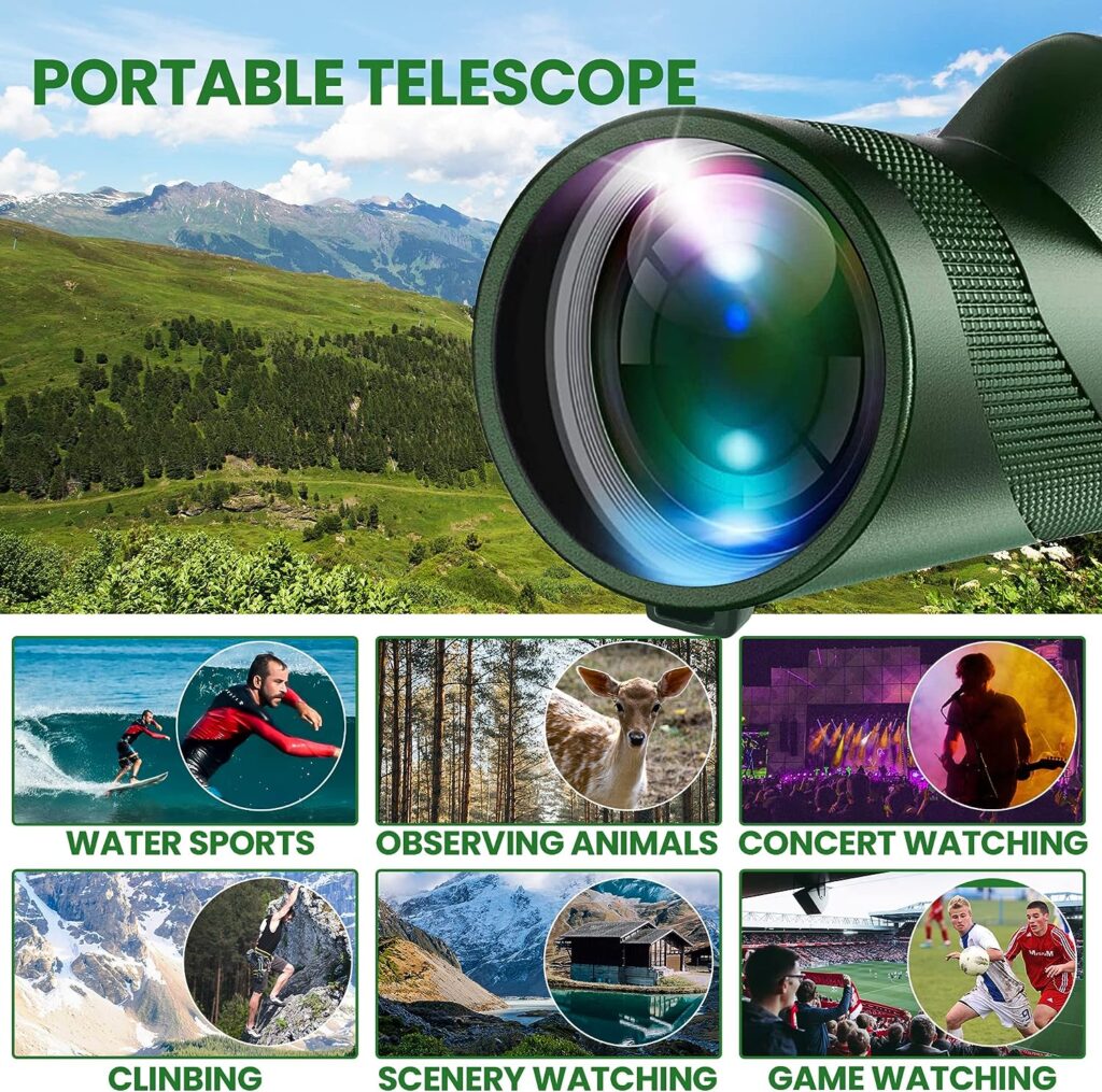 80x100 Monocular Telescope, Monoculars for Adults High Powered, Monocular Telescope for Smartphone, Monoculars for Adults Hunting Wildlife Bird Watching Travel Hiking Camping