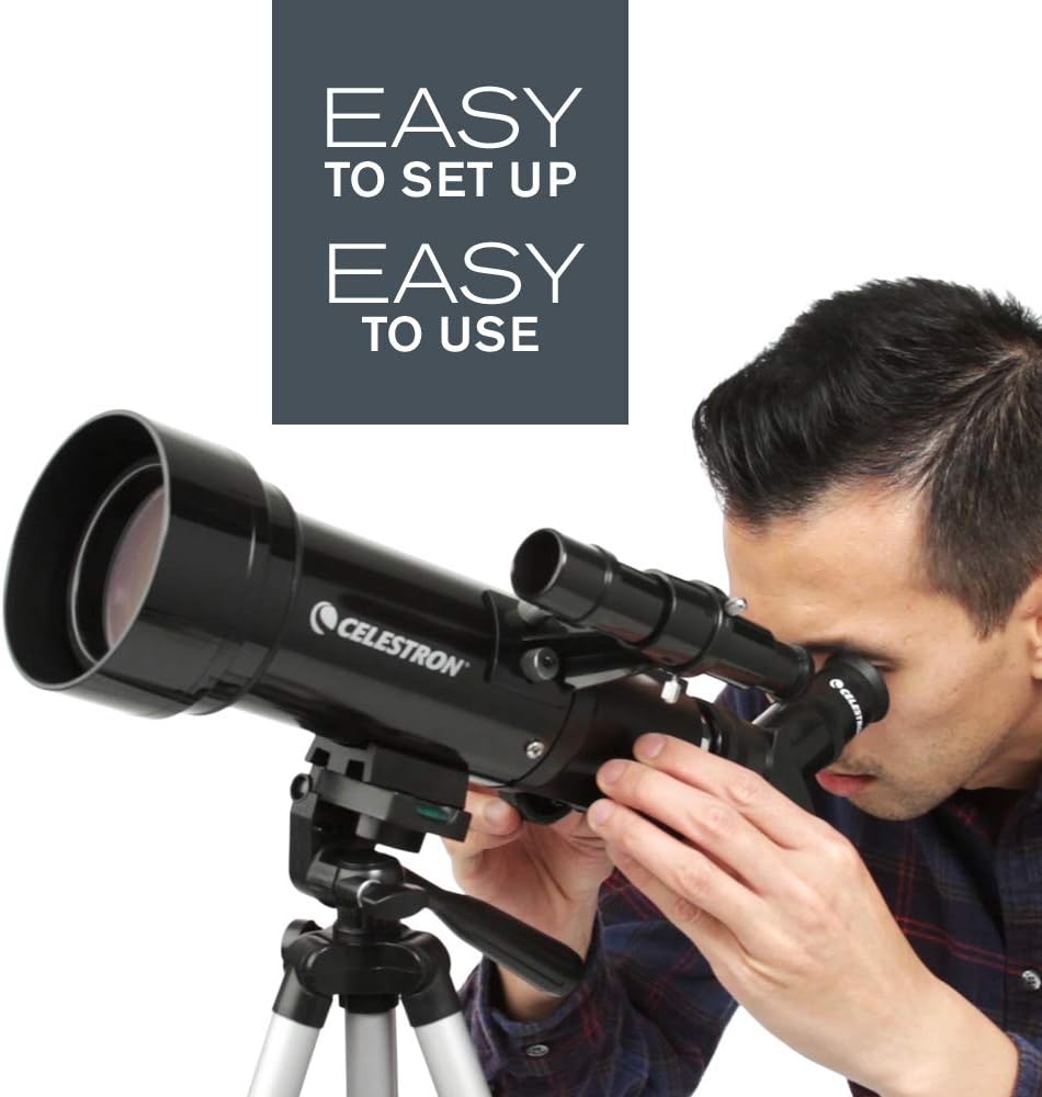 Celestron - 70mm Travel Scope - Portable Refractor Telescope - Fully-Coated Glass Optics - Ideal Telescope for Beginners - BONUS Astronomy Software Package