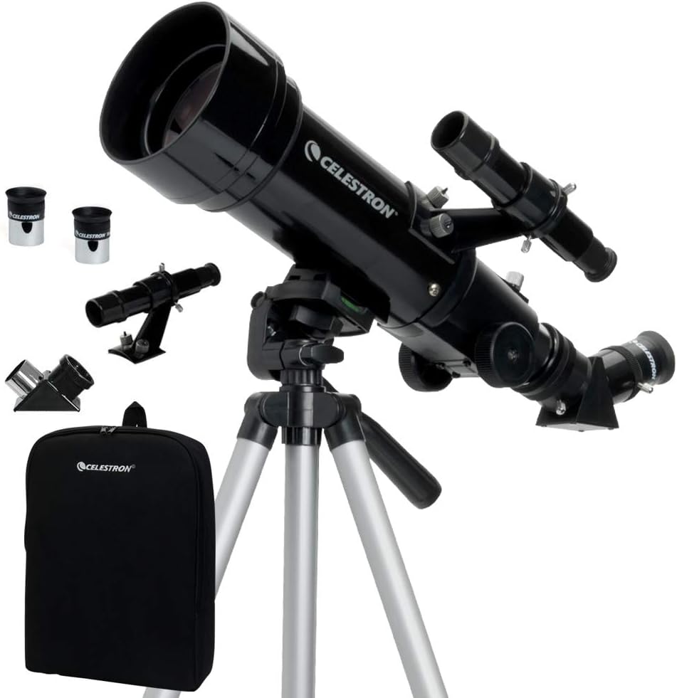 Celestron - 70mm Travel Scope - Portable Refractor Telescope - Fully-Coated Glass Optics - Ideal Telescope for Beginners - BONUS Astronomy Software Package