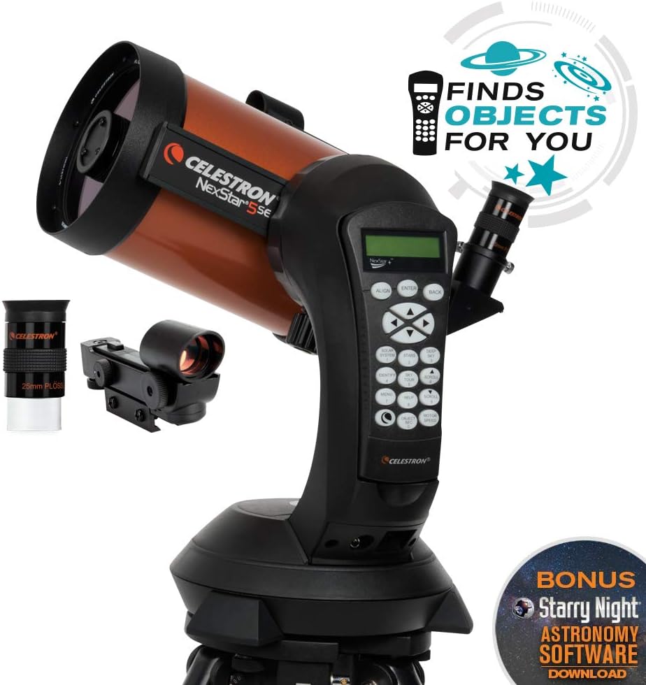 Celestron - NexStar 5SE Telescope - Computerized Telescope for Beginners and Advanced Users - Fully-Automated GoTo Mount - SkyAlign Technology - 40,000+Celestial Objects - 5-Inch Primary Mirror,Orange