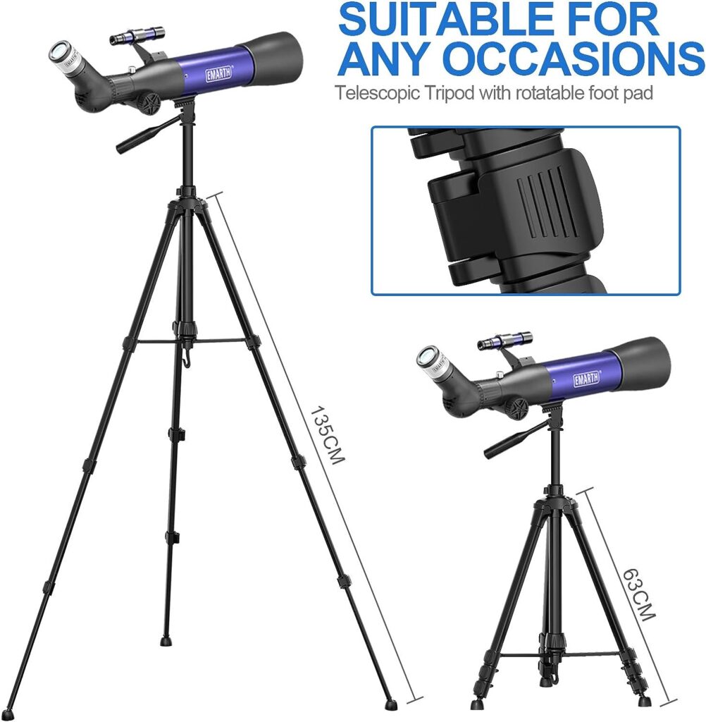 Emarth Telescope for Adults, 70x500mm AZ Astronomical Refractor Interstellar Telesocpe for Beginners Adults, Scope with Tripod, Phone Adapter, Star Finder, STEM Gift, Blue