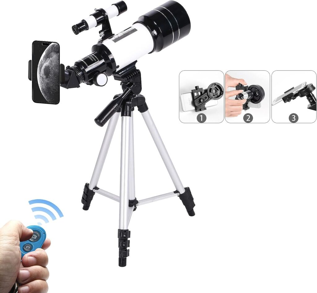 Epipgale 70mm Aperture Telescope Refractive Telescopio for Adults Beginners Kids Astronomy Enthusiasts Home Camping (Sliver)