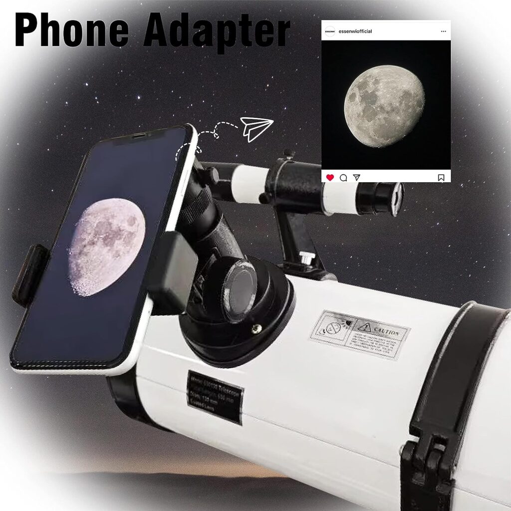 ESSENWI 130mm Equatorial Reflector Telescope for Astronomy Enthusiasts - Includes 2 Plossl Eyepieces, Moon Filter, Fully-Coated Glass Optics, Adjustable Mount, and Tripod - Ideal for Beginners