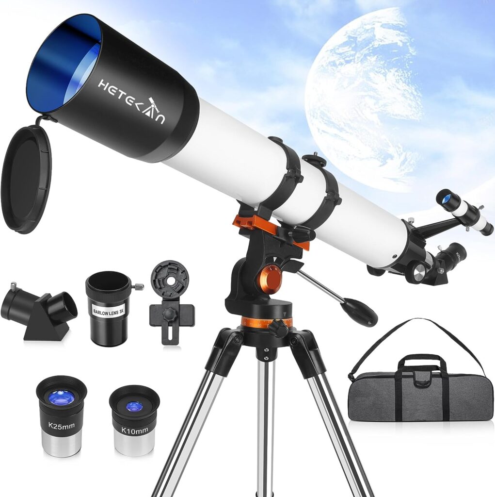 Hetekan Telescopes for Adults Astronomy, Telescope 90mm Aperture 700mm for Adults Kids  Beginners,Refractor Telescope with Tripod, Finderscope and Phone Adapter