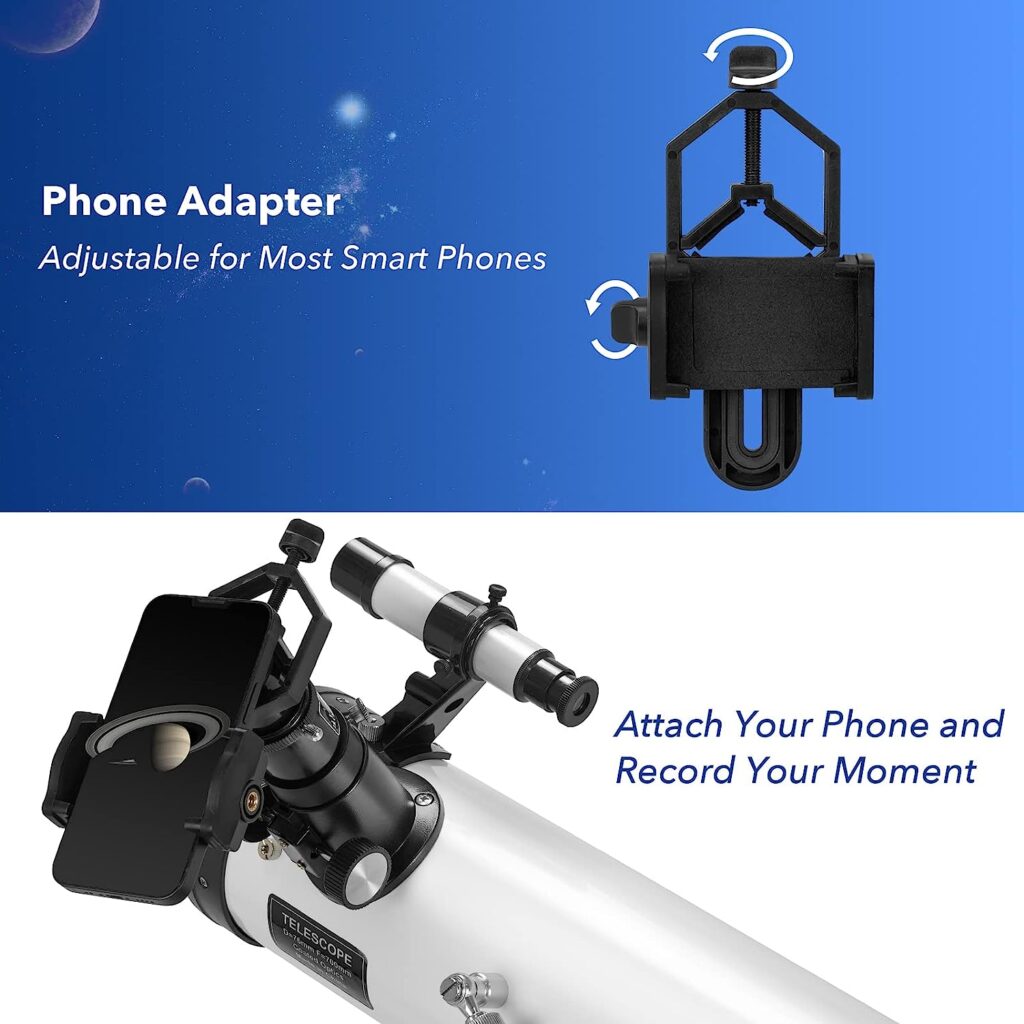 HSL Reflector Telescope,76mm Aperture 700mm Focal Length Astronomy Reflector Telescopes (35X-875X) for Adults and Kids-with 3 Eyepieces,5X Barlow Lens,Moon Filter and Smartphone Adapter