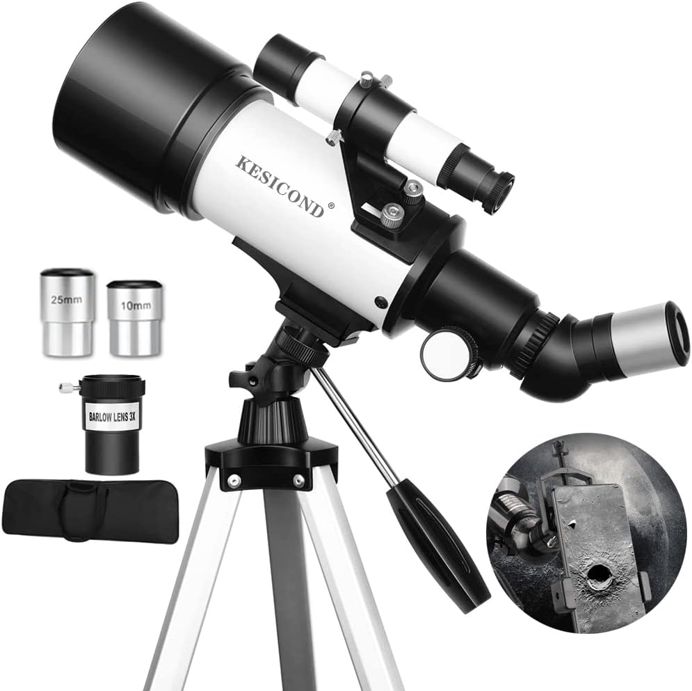 KESICNOD Telescope for Adults  Kids, 70mm Aperture 400mm Focal Length Refractor Telescope for Adults Astronomy  Kids Beginners - Travel Telescopes with Carry Bag and Adapter