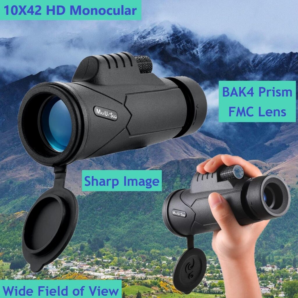 MaxUSee Kids Telescope 400x40mm with Finder Scope for Kids  Beginners + Portable 10X42 HD Monocular with BAK4 Prism FMC Lens for Moon Viewing Bird Watching Wildlife Scenery