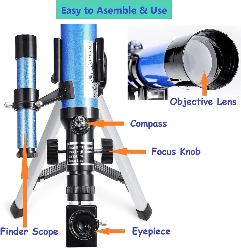 MaxUSee Kids Telescope 400x40mm with Finder Scope for Kids  Beginners + Portable 10X42 HD Monocular with BAK4 Prism FMC Lens for Moon Viewing Bird Watching Wildlife Scenery