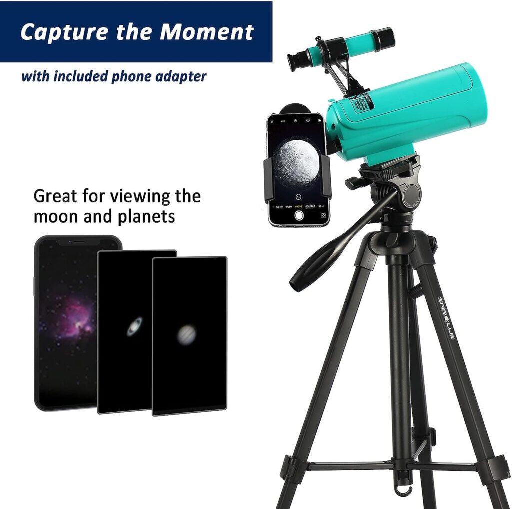 Sarblue Maksutov-Cassegrain Telescope, Mak60 Telescopes for Kids Adults 750x60mm, Compact Portable for Travel, Beginner Astronomy Telescope with Adjustable Tripod Finderscope and Phone Adapter