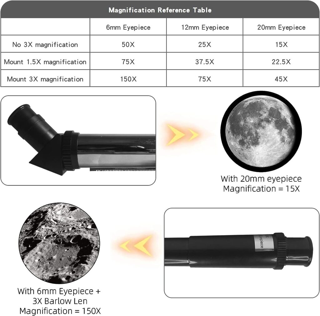 Telescope for Adults  Kids, 300mm Focal Length Refractor Telescope, 70mm Aperture Professional Astronomy Refractor Telescope for Beginners, Phone Adapter  Wireless Remote（Orange,Blue,White） (Orange)