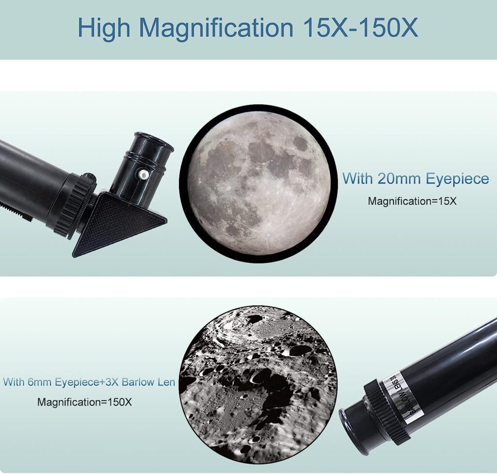 Telescope for Adults  Kids, 70mm Aperture Refractor Telescopes (15X-150X) for Astronomy Beginners, Portable Travel Telescope with Phone Adapter  Wireless Remote, Astronomy Gifts for Kids