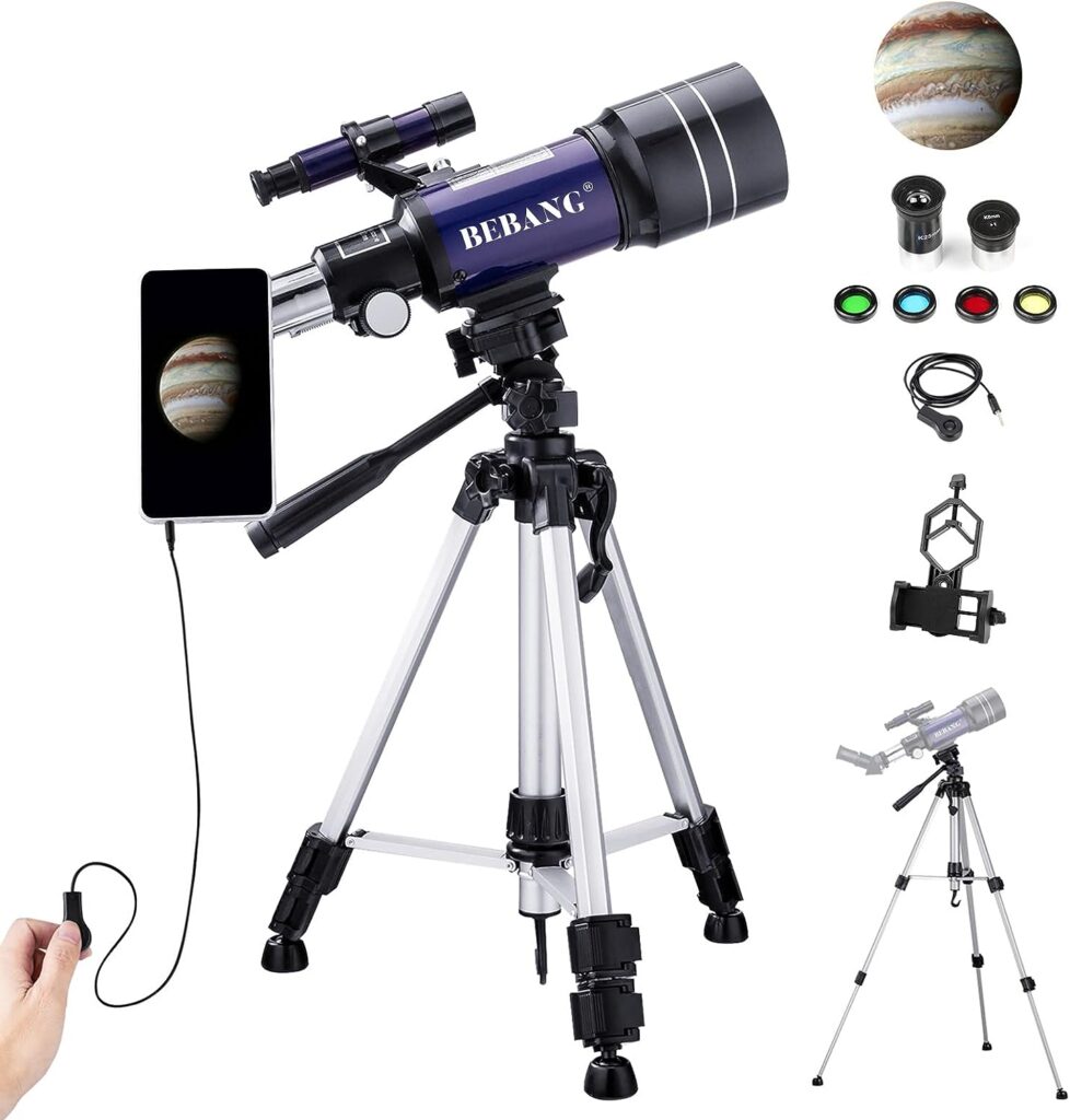 Telescope for Adults  Kids - 70mm Aperture Refractor Telescopes for Astronomy Beginners, Astronomy Telescope Kit for Kids