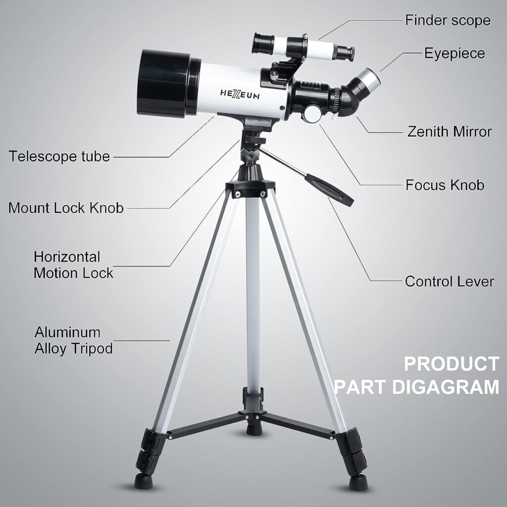 Telescope for Kids  Adults - 70mm Aperture 500mm AZ Mount Fully Multi-Coated Optics Astronomical refracting Portable Telescopes, with Tripod Phone Adapter, Carrying Bag, Remote Control