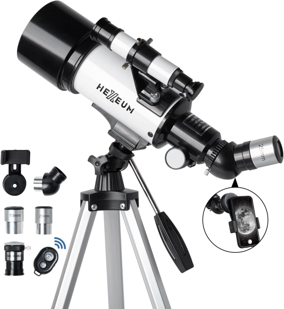 Telescope for Kids  Adults - 70mm Aperture 500mm AZ Mount Fully Multi-Coated Optics Astronomical refracting Portable Telescopes, with Tripod Phone Adapter, Carrying Bag, Remote Control