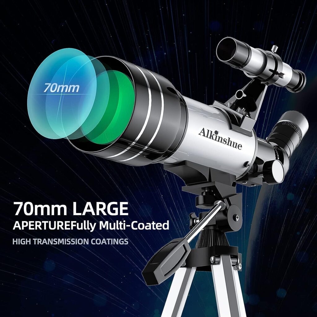 Telescope for Kids  Adults, 70mm Aperture Refractor Telescopes for Astronomy Beginners, Portable Travel Telescope with Phone Adapter  Wireless Remote, Astronomy Gifts for Kids