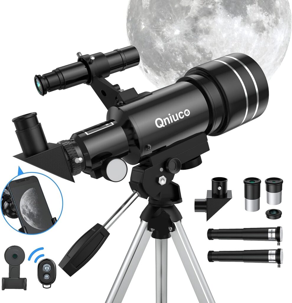 Telescope for Kids Adults Beginners, 70mm Aperture Refractor Telescopes for Astronomy Beginners, Portable Travel Telescope with Phone Adapter  Remote, Astronomy Gifts for Kids