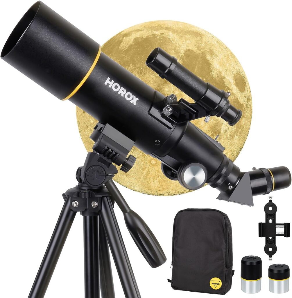 Telescope, HOROX 70mm Aperture 400mm Refractor Telescope for Astronomy Beginners, Fully Multi Coated Optics w. Pro Tripod  Phone Adapter, Portable Telescopes Backpack,Cool Tech Gift