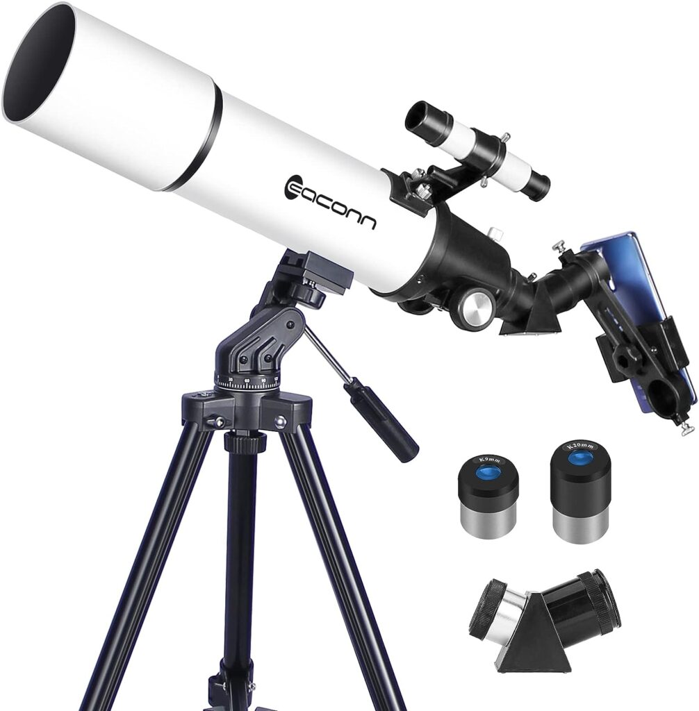 Telescopes for Adults Astronomy, 80mm Aperture 600mm Refractor Telescope for Kids  Beginners, Compact and Portable Travel Telescopio with Backpack