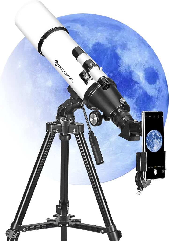 Telescopes for Adults Astronomy, 80mm Aperture 600mm Refractor Telescope for Kids  Beginners, Compact and Portable Travel Telescopio with Backpack