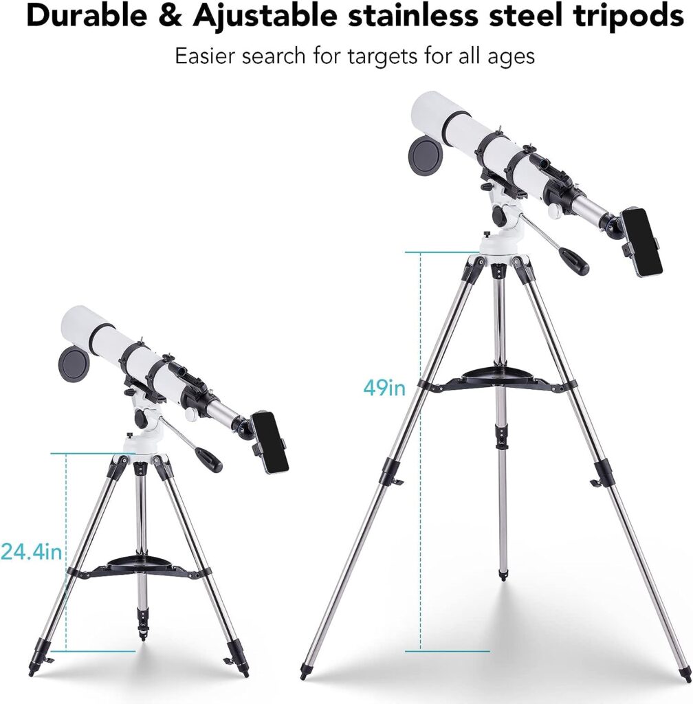 Telescopes for Adults Astronomy, COZYAGE Telescope, 700x90mm AZ Astronomical Refractor Telescope,Telescope for Beginners and Kids (White)