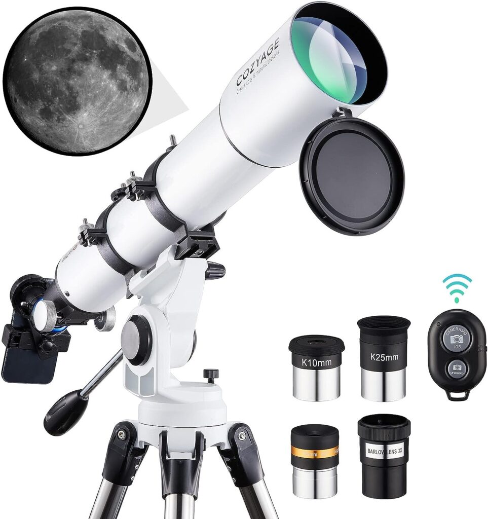 Telescopes for Adults Astronomy, COZYAGE Telescope, 700x90mm AZ Astronomical Refractor Telescope,Telescope for Beginners and Kids (White)