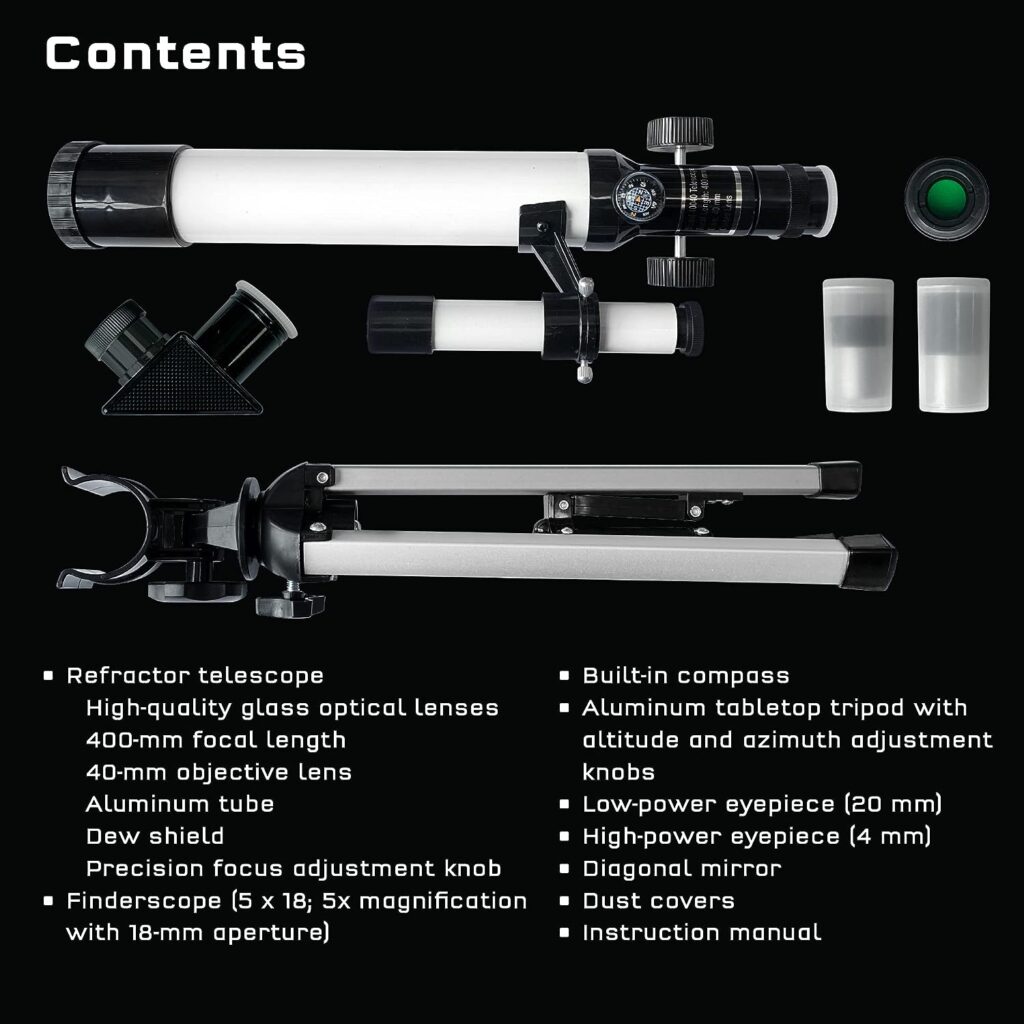 The Thames  Kosmos Telescope Essential STEM Tool | Childrens Refractor Telescope with 100x Magnification  Built-in Compass | Classic Scientific Device for Astronomical  Terrestrial Observations