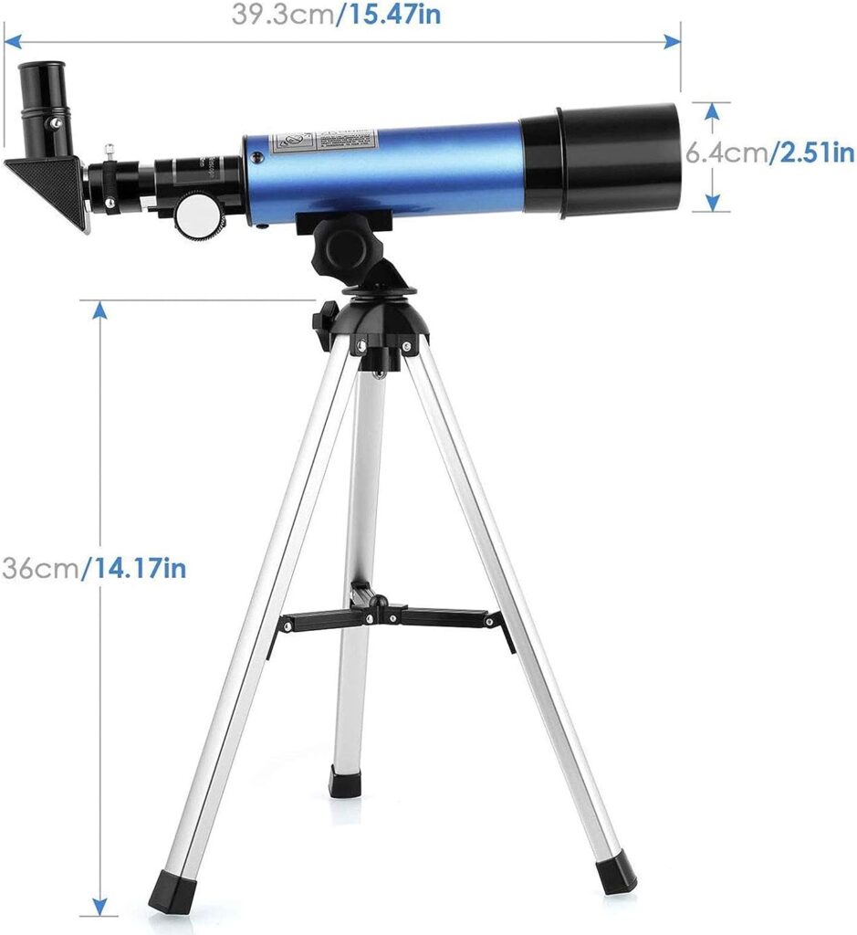 Timisea Telescope for Kids  Beginners, Portable Refractor Telescope 90x Magnification with Tabletop Tripod and Two Eyepieces, Best Gift for Kids to Explore Moon Space, View Wildlife, Watch Night-Sky