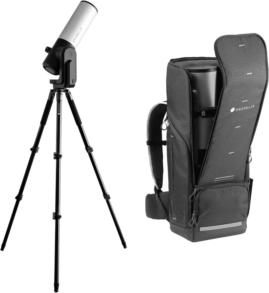 Unistellar eVscope 2 Digital Telescope - Smart, Compact, and User-Friendly Telescope with Electronic Eyepiece  Smart Light Pollution Reduction and Unistellar Backpack (2 Items)